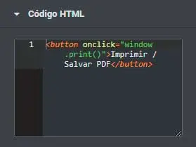 Ilustração sobre onde inserir o código de criação do botão Imprimir ou Salvar PDF no Elementor.
